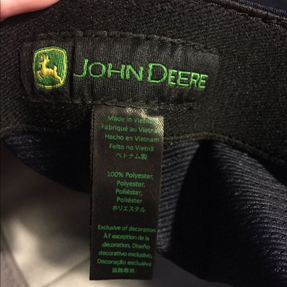 John Deere Navy Blue Memory Fit Hat Baseball Cap Farmer Farm County Fair - Picture 5 of 5